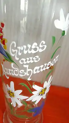 Andenken Glas Email Malerei Gruss aus Landshausen (Kraichtal) Karlsruhe Top