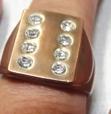 Vintage Kupfer Ring mit Zirkonia Steinen 50er Jahre