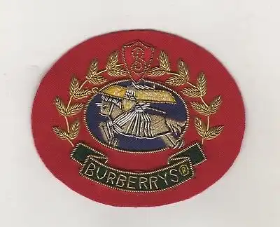 Hochwertiger Bouillon Stickerei Firmen Aufnäher Patches Burberry London / Rot