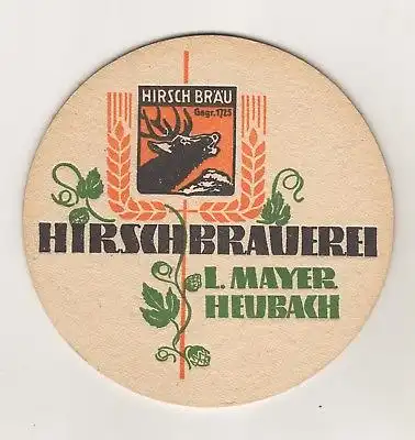 BD Alter Bierdeckel der Hirschbrauerei Mayer Heubach Baden Württemberg
