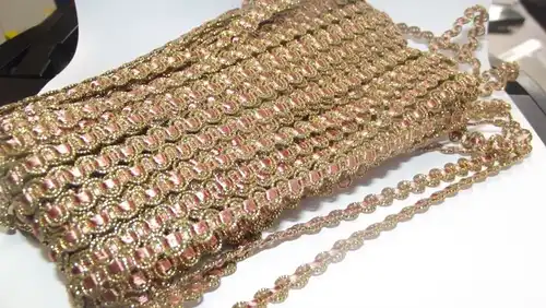 Antike Brokatborte Gold/Rosa Trachten 25 Meter x 5 mm Borte