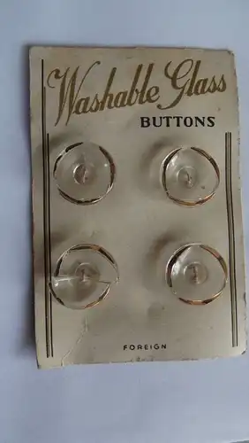 4 Knöpfe auf Palette Antik Washable Glass Buttons um 1900