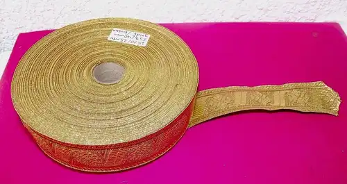 Gold Bordüre 25 Meter x 40 mm goldfarben / braun für Trachten