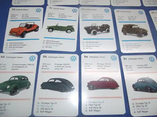 X - Volkswagen Quartett 0196 Bielefelder Spielkarten komplett VW Käfer usw.