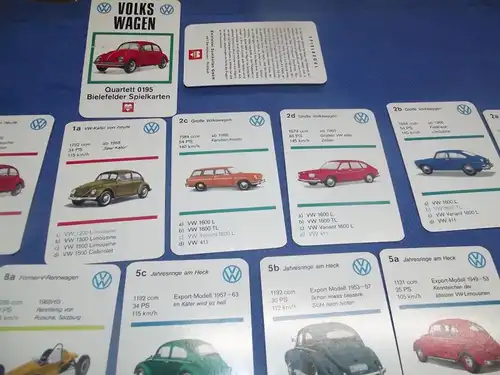 X - Volkswagen Quartett 0196 Bielefelder Spielkarten komplett VW Käfer usw.