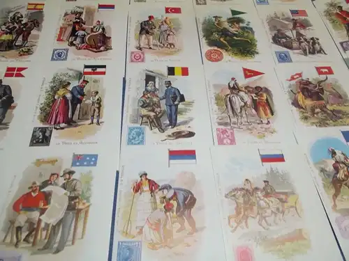 X- Lot von 36 AK Briefmarke La Poste Post Briefträger aus aller Welt Lithos