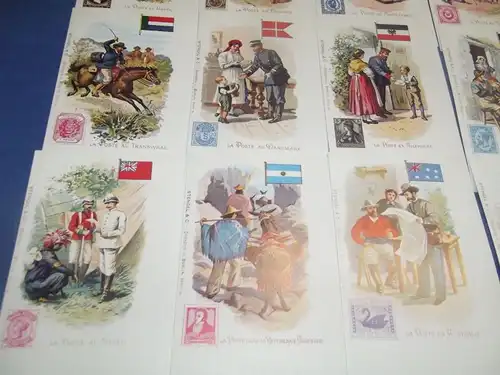 X- Lot von 36 AK Briefmarke La Poste Post Briefträger aus aller Welt Lithos