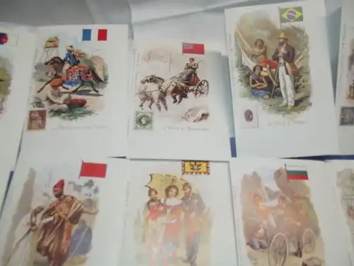 X- Lot von 36 AK Briefmarke La Poste Post Briefträger aus aller Welt Lithos