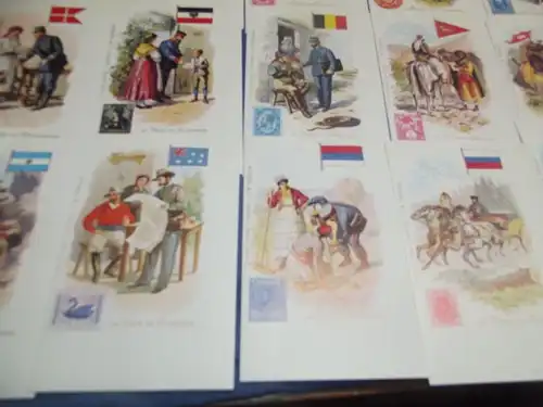 X- Lot von 36 AK Briefmarke La Poste Post Briefträger aus aller Welt Lithos
