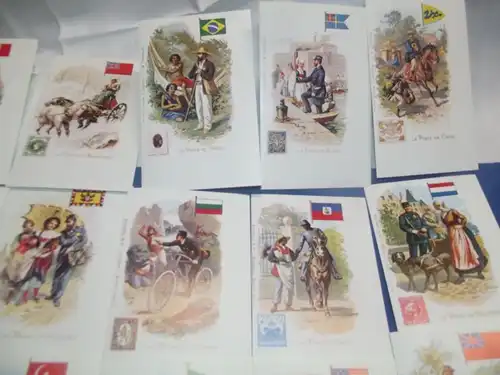 X- Lot von 36 AK Briefmarke La Poste Post Briefträger aus aller Welt Lithos