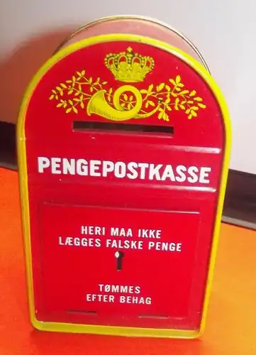 X - Blech Spardose Pengepostkasse Postal Letterbox Moneybox Denmark Danish