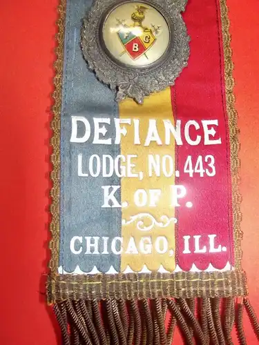Freimaurer USA Freemason Lodge No. 443 K.of P. Chicago um 1900 Abzeichen