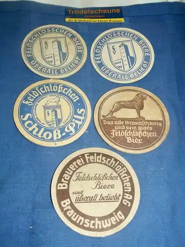 BD Alte Bierdeckel Brauerei Feldschlösschen Braunschweig 5 Stück
