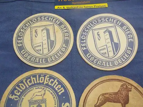 BD Alte Bierdeckel Brauerei Feldschlösschen Braunschweig 5 Stück