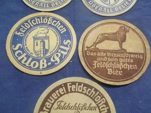 BD Alte Bierdeckel Brauerei Feldschlösschen Braunschweig 5 Stück