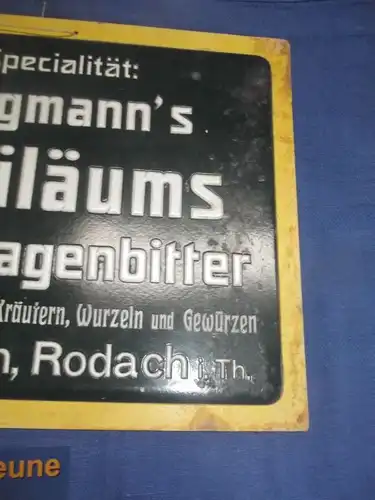 Prägedruck Reklame Bergmann´s Magenbitter Rodach bei Coburg ehemals Thüringen