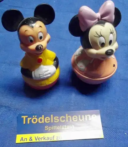 Stehaufmännchen Wackelfigur Disney Micky Maus & Minni Maus 70er Jahre