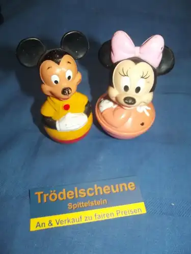 Stehaufmännchen Wackelfigur Disney Micky Maus & Minni Maus 70er Jahre