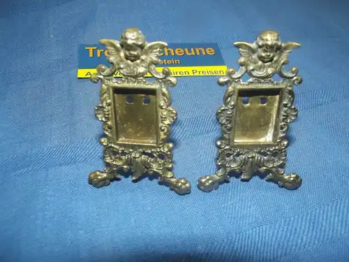 2 Antike Engel Miniatur Bilderrahmen Stand Rahmen Messing Antiquität