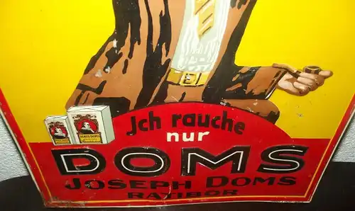 Seltenes Blechschild Joseph Doms Ratibor Schlesien Polen Racibor Kautabak