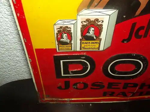 Seltenes Blechschild Joseph Doms Ratibor Schlesien Polen Racibor Kautabak