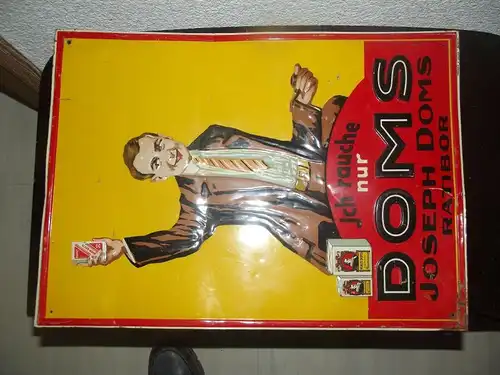 Seltenes Blechschild Joseph Doms Ratibor Schlesien Polen Racibor Kautabak