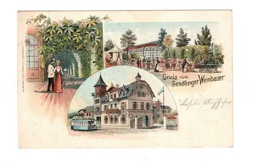 AK München Sendling Gasthaus Sendlinger Weinbauer Lithographie 1900