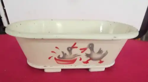 Blech Badewanne für die Puppenstube Planschende Enten Spritzdekor