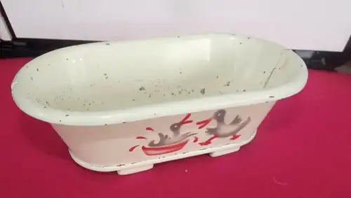 Blech Badewanne für die Puppenstube Planschende Enten Spritzdekor