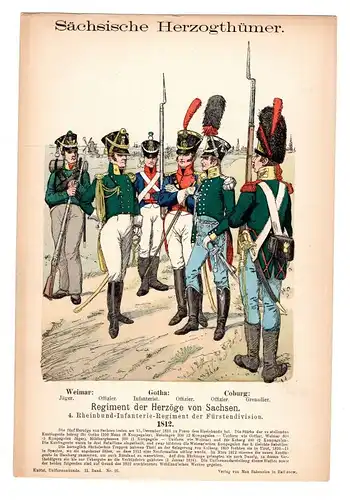 Grafik Knötel Uniformkunde Sächsische Herzogtümer Rheinbund Infanterie Regiment