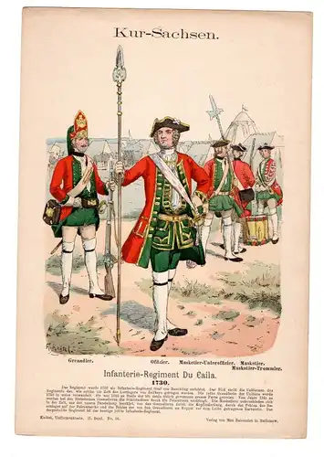 Grafik Knötel Uniformkunde Kur Sachsen Infanterie Regiment Du Caila 1730
