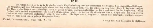 Grafik Knötel Uniformkunde Kirchenstaat Grenadier Offizier 1816