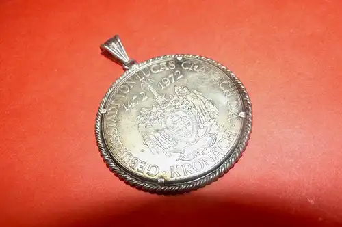 Silber Medaille gefasst 100 Jahre Lucas Cranach 1872 - 1972 Kronach Anhänger