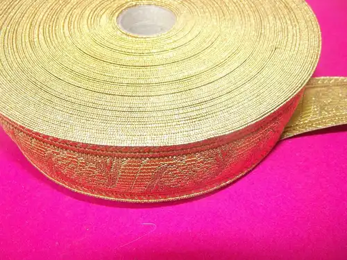 Gold Bordüre 25 Meter x 40 mm goldfarben / braun für Trachten