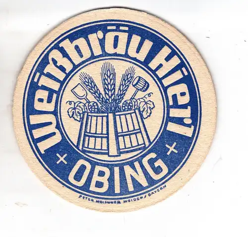 BD Alter Bierdeckel Brauerei Weißbräu Hierl Obing Oberbayern + 1974