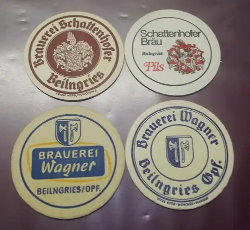 BD Alte Bierdeckel 4 x Beilngries Brauerei Schattenhofer & Wagner