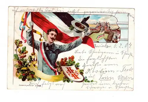 AK Studenten Karte Student Stempel Zwickau Sachsen 1912