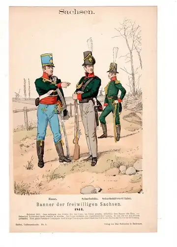 Original Grafik Knötel Uniformkunde Sachsen Uniform 1811 Deutschland