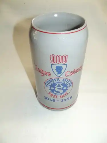 1 Liter Maßkrug Sturms Brauerei Coburg Jubiläumskrug 900 Jahre Coburg 1956