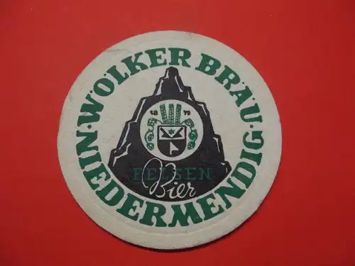 BD Alter Bierdeckel Brauerei Wölker Bräu Niedermending Felsen Bier ( Dick )