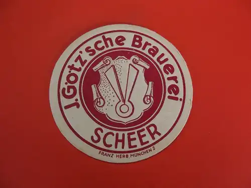 BD Alter Bierdeckel Götz´sche Brauerei Scheer / Donau - Sigmaringen