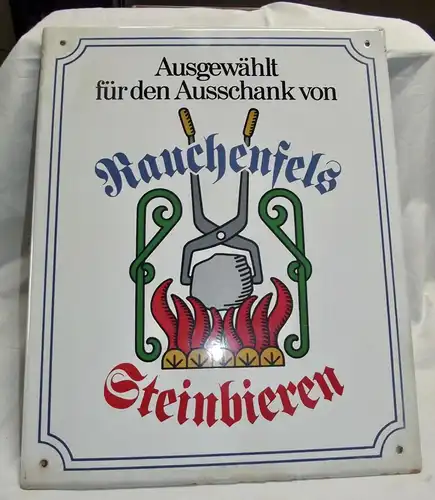 Emaille Email Schild Brauerei Rauchenfels Steinbiere
