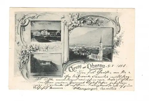 AK Oberau bei Oberammergau Gasthof zur Post Lithographie 1898 Kirchbichl