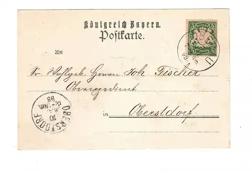 AK Oberau bei Oberammergau Gasthof zur Post Lithographie 1898 Kirchbichl