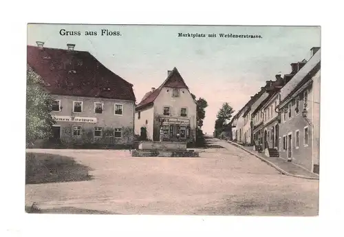 AK Oberpfalz Floss Weidenerstrasse Geschäfte Kreis Neustadt an der Waldnaab 1906