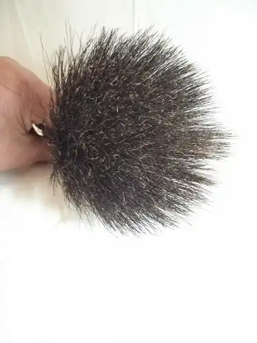 Antiker Gamsbart in Hülse, Anstecknadel, Hutanstecker, Tracht, Jagd