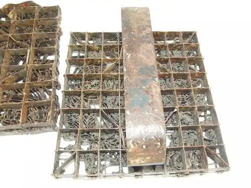 2 x Antike Stoffdruck Model-Stoffstempel-Druckmodel-Druckstock-Metall/Kupfer