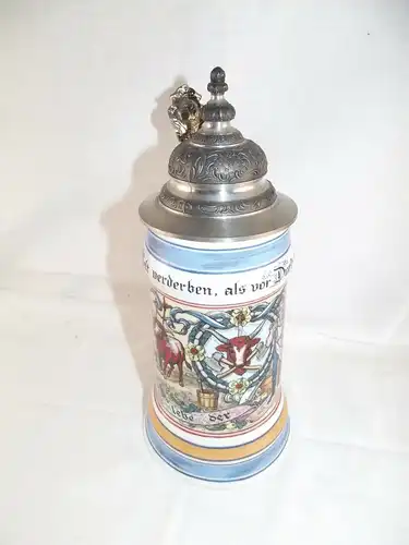 Bierkrug Zunftkrug Metzger mit Lithophanie König Ludwig