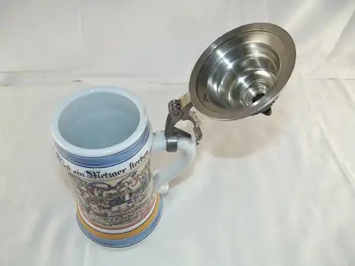 Bierkrug Zunftkrug Metzger mit Lithophanie König Ludwig