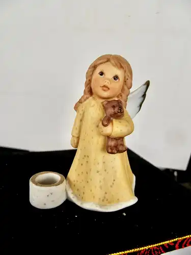 Weihnachten Goebel ; Nina & Marco Engel Kerzenhalter mit Teddybär  7 cm